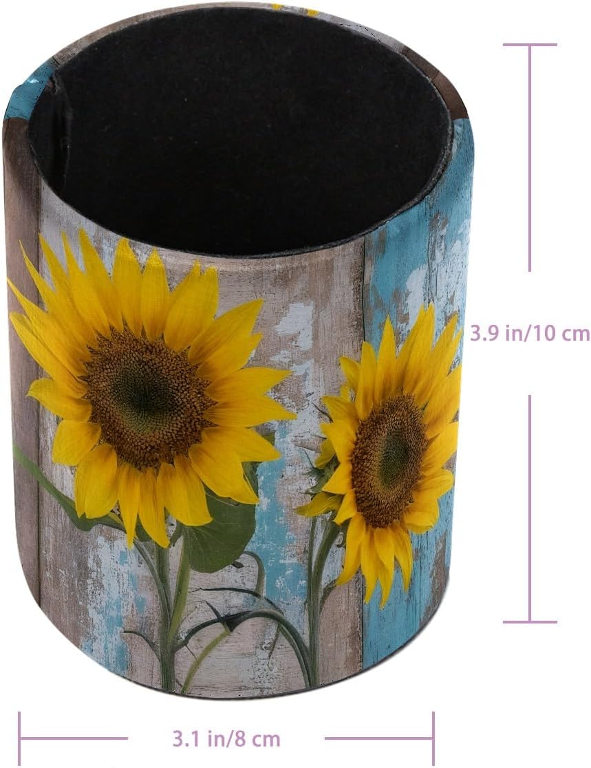 Leather Pen Holder for Desk, Love Cherry Pencil Organizer Pencil Cup Desk Decor Makeup Brush Holder Multifunctional Office Supplies for Home,Office, School