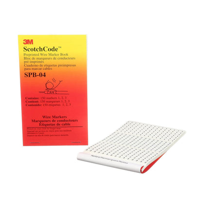 3M ScotchCode Pre-Printed Wire Marker Book SPB-03, Vinyl Coated, Black Printed Numbers (10) each 1–45, White Background Highlights Characters, 1 Book