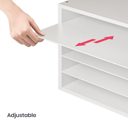 Ballucci 4-Tier Paper Organizer for Desk, Stackable Organizer Tray, Desk Storage Shelves, Stacking Letter Paper Tray Sorter for Classroom, Office, White