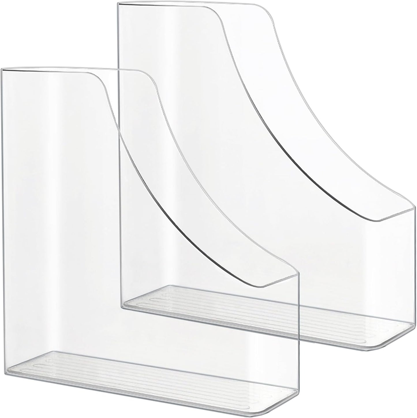 2 Pack Vertical File Holder Clear Acrylic Desk Organizer Storage Bins Holding Plastic Document Organizer PET Magazine Holder Basics Vertical Magazine Rack for Home Office School
