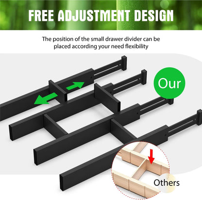 ANTOWIN Bamboo Drawer Dividers Organizers, Drawer Separators Splitter,17-22 inches Long Adjustable Spring-loaded Organizer for Large Utensil, Clothes, Tools Drawers(yellow)