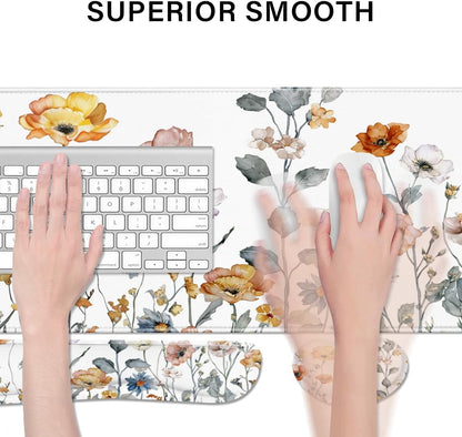 Desk Pad and Keyboard Wrist Rest, Large Mouse Pad + Keyboard Pad+Mouse Wrist Support, Non-Slip Desk Mat Protector for Office, Home 31.5×11.8 Inches Anime Dragon