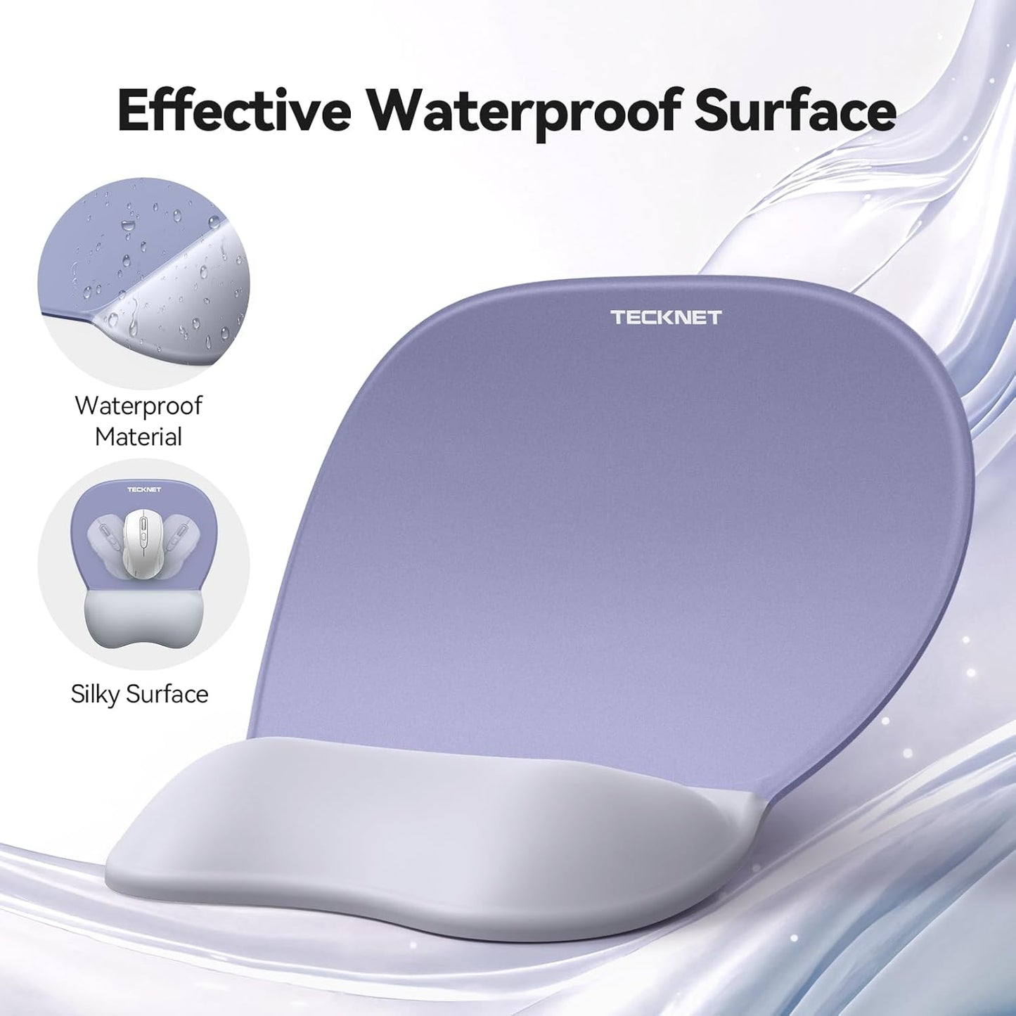 TECKNET Gel Mouse Pad with Wrist Rest, 3 in 1 Keyboard Wrist Rest for Pain Relief, Non-Slip PU Base & Easy Typing, Ergonomic Mousepad Set for Office & Home（Black）