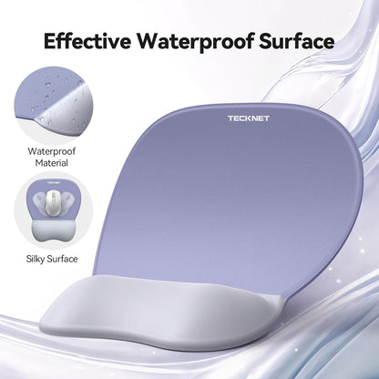 TECKNET Gel Mouse Pad with Wrist Rest, 3 in 1 Keyboard Wrist Rest for Pain Relief, Non-Slip PU Base & Easy Typing, Ergonomic Mousepad Set for Office & Home（Black）