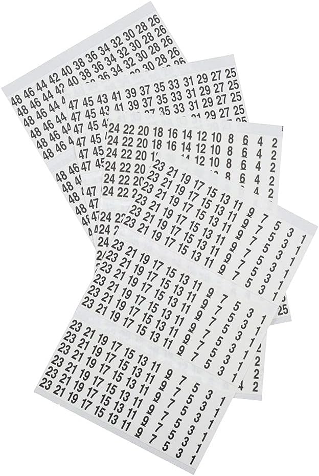 Klein Tools 56250 Wire Marker Book for Cable Management, Electric Panel Organization Wire Label Stickers, Numbered 1-48