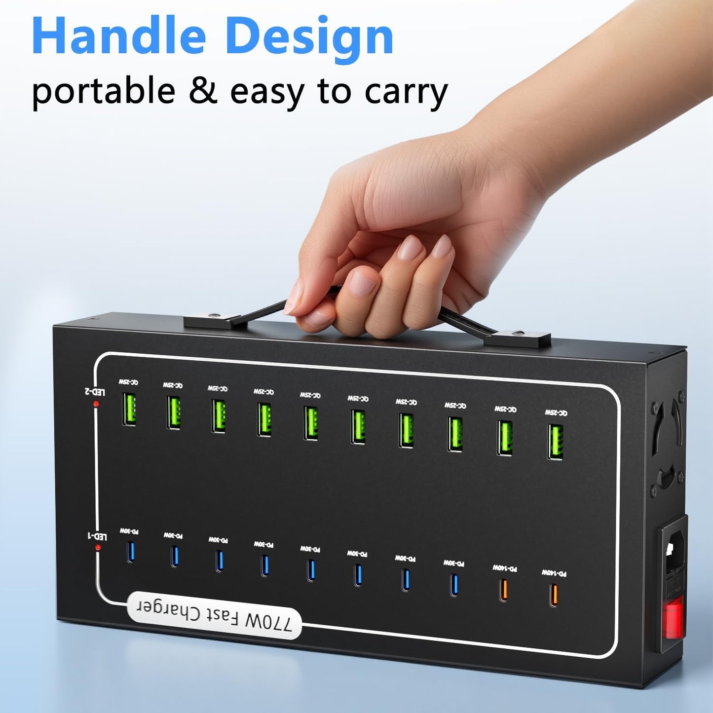 300W Charging Station with 24 Ports,USB Fast Charger for Multiple Devices,Multi Charger Station Organizer Compatible with Smart Power Delivery,Phone,Tablet,Charging Station for Home,Office,School