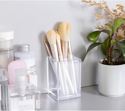 HSYMQ 2 Pack Clear Acrylic Pencil Pen Holder Cup, Makeup Brush Holder Acrylic Desk Accessories