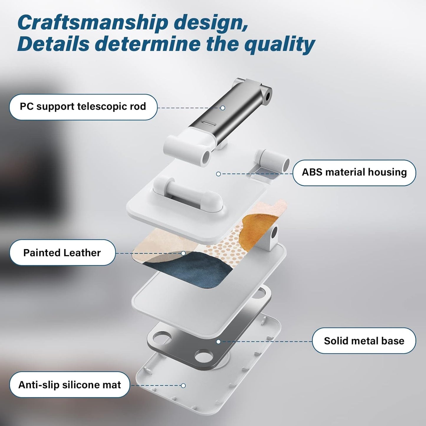 Desk Cell Phone Stand - Adjustable Angle-iPad Holder, Universal Compatible Phone Holder for Desk