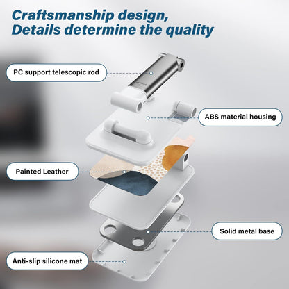 Desk Cell Phone Stand - Adjustable Angle-iPad Holder, Universal Compatible Phone Holder for Desk