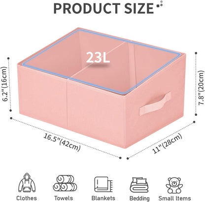 DIMJ Closet Storage Bins, 6 Pack Storage Baskets for Shelves, Foldable Closet Organizer with Handle, Linen Closet Organizers and Storage for Clothes, Toys, Towel, Books (Black)