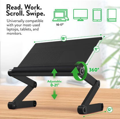 Uncaged Ergonomics Adjustable Book Holder, Tablet & Laptop Stand, Aluminum Portable Reading Stand for Textbooks & Cookbooks, Recipe Holder for Kitchen Counter, Silver