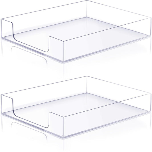 Lincia 12.6 x 10.2 x 2.1 Inches Acrylic Letter Tray Stackable File Paper Tray Acrylic Desk Organizer Clear Holder Desk Accessories for Office Home Library