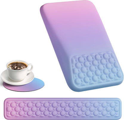 Ospelelf Mouse Pad with Wrist Rest and Keyboard Wrist Rest, Ergonomic Wrist Rest for Computer, Office, Gaming, Pink