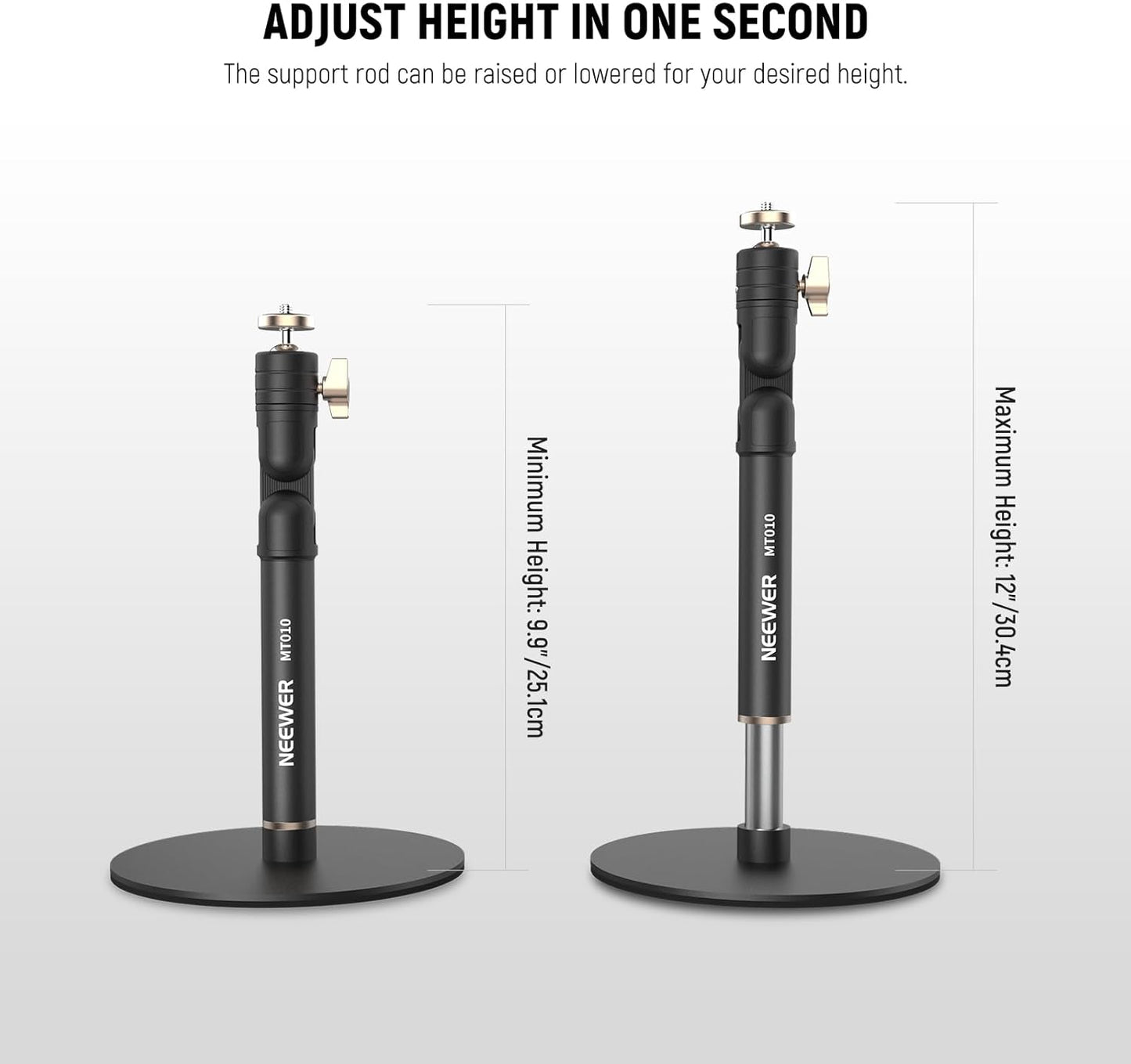 NEEWER Basics Cell Phone Stand for Desk, Adjustable Phone Holder Clamp with Weighted Metal Base, Office Table Phone Mount Compatible with iPhone 16 15 Pro Max Plus Samsung for Video Recording, ST006