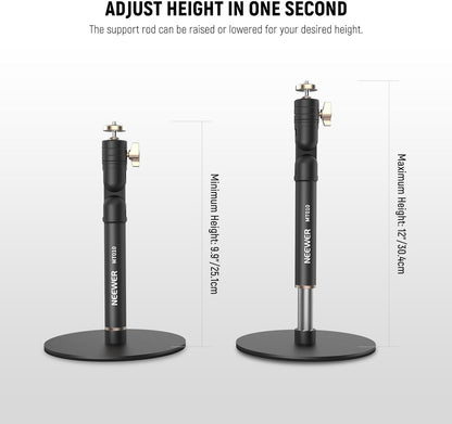 NEEWER Basics Cell Phone Stand for Desk, Adjustable Phone Holder Clamp with Weighted Metal Base, Office Table Phone Mount Compatible with iPhone 16 15 Pro Max Plus Samsung for Video Recording, ST006