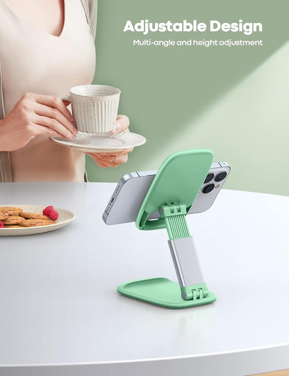 Lamicall Cell Phone Stand for Desk - [Height Adjustable] Foldable Mobile Phone Holder, Portable Stand for iPhone 17 16 15 14 13 12 11 Pro Max Plus Air, Galaxy S25, Office Gift Mothers Day Accessories