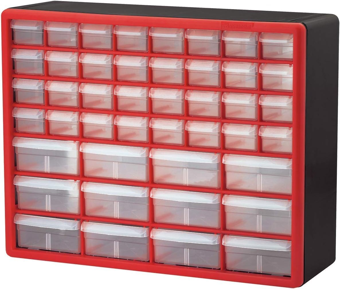 Akro-Mils 24-Drawer Plastic Drawer Storage Cabinet for Garage Organization, Bead Organizer, Building Bricks Storage, Teacher Toolbox, Makeup Organizer, 20" W x 6" D x 16" H, 10124 Black
