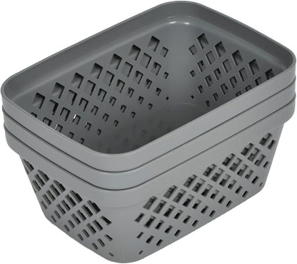 Glad Plastic Storage Basket Set - Multipurpose Drawer Trays, Kitchen Pantry Containers, and Bathroom Bins - 6 Pack Medium Organizers, Grey
