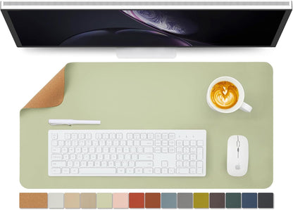 Cork Desk Mat - Dual-Sided Desk Pad for Office and Home - Desk Organization and Accessories - Ideal for Large Mouse Pad and Desk Mats on Top of Desks(Dark Green,90cmx 43cm)
