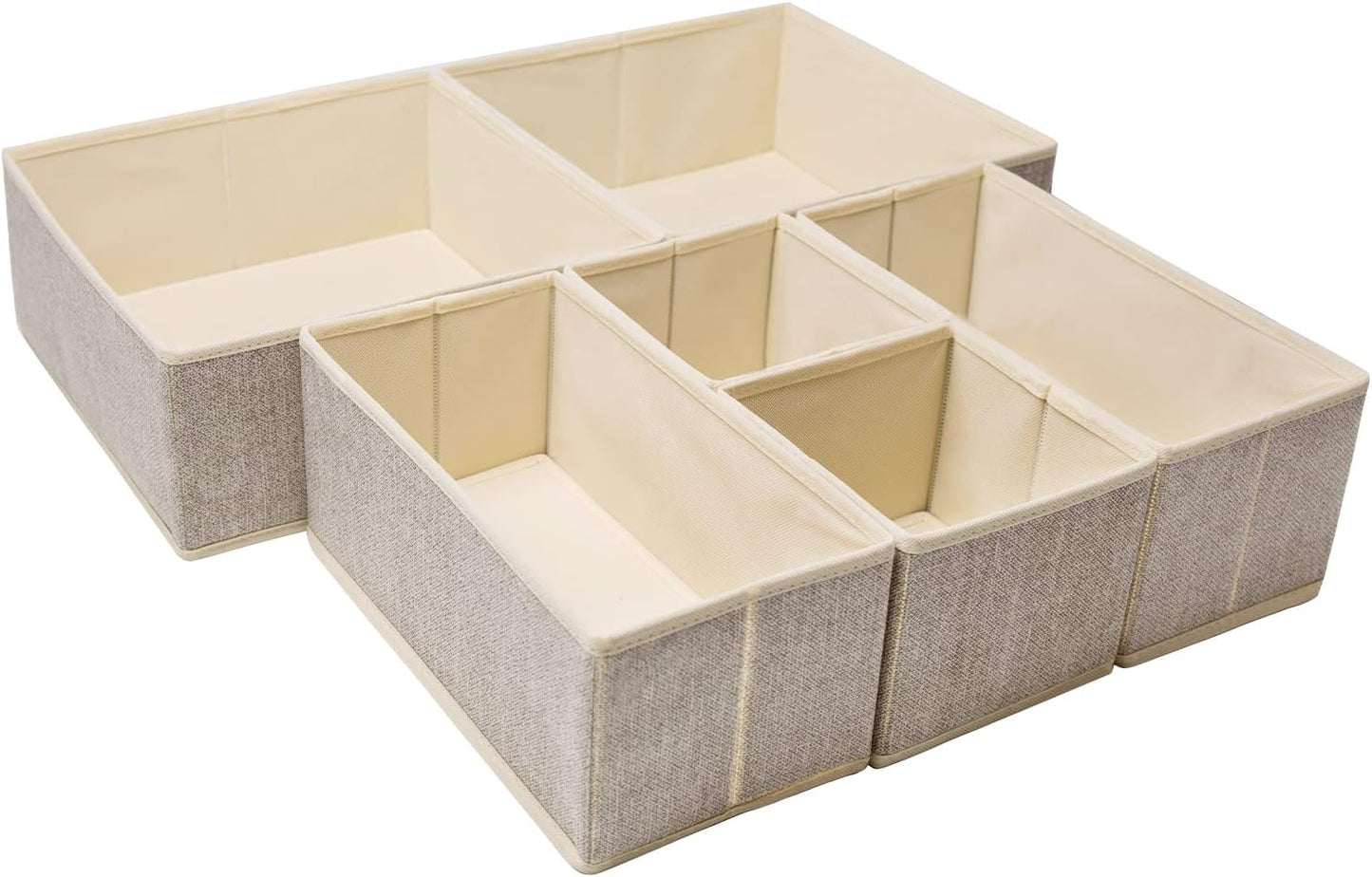Criusia Foldable Underwear Drawer Organizer, Closet Dividers, Storage Box for Clothes, Socks (6 Bins, Gray)