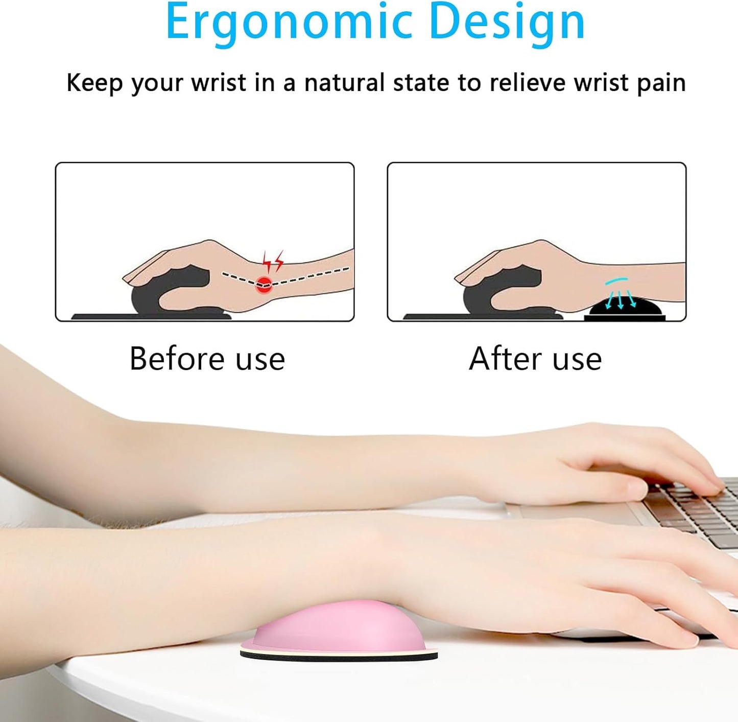 Dapesuom Keyboard Wrist Rest Set, Cute PU Leather Wrist Cushion for Computer Keyboard and Mousepad, Memory Foam Mouse Pad Rests Support with Non-Slip Base for Typing Pain Relief Laptop, Colonial White