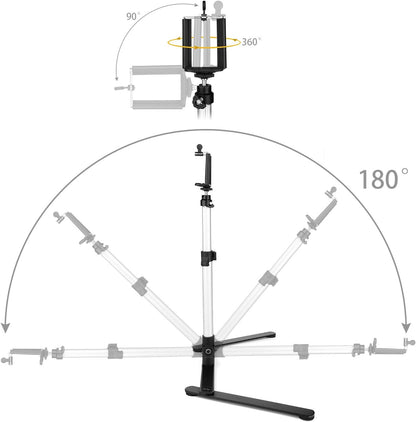 Overhead Video Stand Phone Holder Articulating Arm Phone Mount Table Top ChromLives Scissor Boom Arm Articulating Phone Stand Tablet Phone Holder for Streaming Phone Baking Crafting