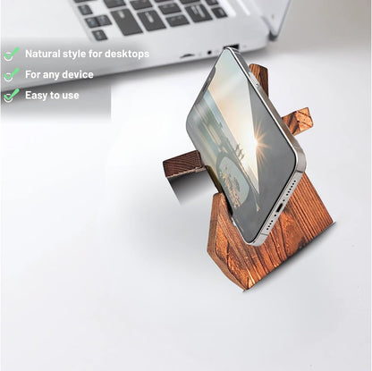 TOJTIK Phone Holder Wood, Small Phone Stand for Desk, Portable Cell Phone Holder for Smartphones & Mini Tablets, Wooden Desktop Organizer & Book Holder, iPhone Stand for 11/12/13 pro max & iPads