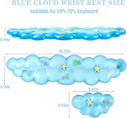Gel Keyboard and Mouse Wrist Rest Set – Cute Clear Cloud Wrist Rest for Computer Keyboard 60%/68%/75%, Comfort & Support for Typing and Gaming