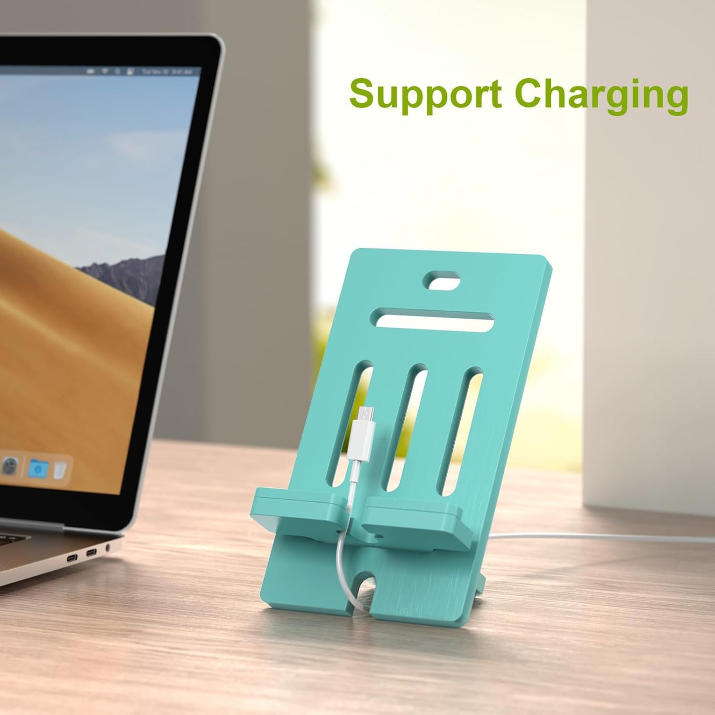 Pezin & Hulin Cell Phone Tablet Stand, Bamboo Wooden Smart Phone Desktop Charging Dock Holder Compatible with Pad, 8 Plus X XS Max XR, All Android Cellphone, Tablet - 1 Pack