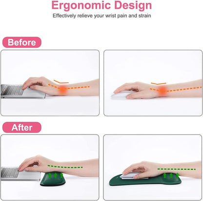 MOSISO Wrist Rest Support for Mouse Pad & Keyboard Set, Ergonomic Mousepad Non-Slip Base Home/Office Pain Relief & Easy Typing Cushion with Neoprene Cloth & Raised Memory Foam, Apricot