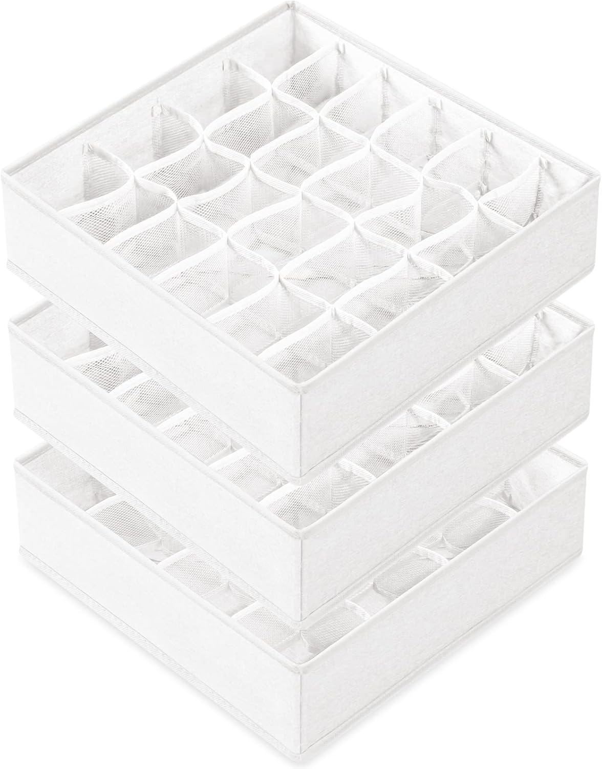 Criusia 6 Pack Large Drawer Organizer for Sock Underwear - Washable Heavy Duty Fabric Closet Organizers and Storage Bins - 90 Cells Dresser Organizer Divider for Baby Clothes, Ties, Belt (Grey)