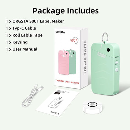 ORGSTA Label Maker Machine with Tape Bluetooth Portable Thermal Labelling Printer for School Home Office Organization, Wireless Mini Labeler S001 Label Machine with Label Sticker Maker, White