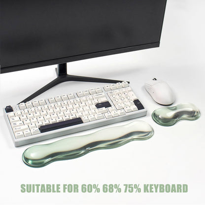 Ergonomic Gel Keyboard and Mouse Wrist Rest Set – Clear Wrist Rest for Computer Keyboard 60%/68%/75%, Comfort & Support for Typing and Gaming (Grey Purple)