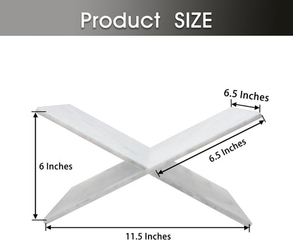 Large Clear Acrylic Book Stand - Perfect for Displaying Open Books on Your Coffee Table - Ideal for Bibles, Cook Book, Guest Books, Magazines, with a Lucite Paperweight(Marble Pattern)