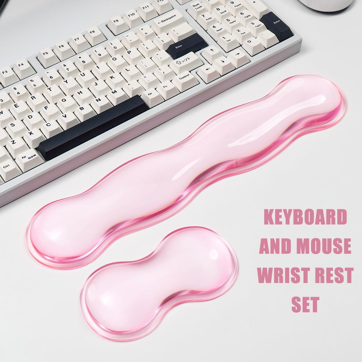 Clear Gel Wrist Rest for Keyboard and Mouse, Green Silicone Mouse Wrist Rest Set, Cute Ergonomic Wrist Rest for Keyboard 60%/75%(Green)