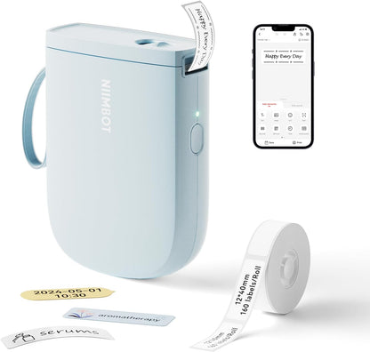 NIIMBOT D11 New Version Label Maker Machine with Tape,300DPI Bluetooth Label Printer, Portable Thermal Printer,Sticker Maker for Organizing Home Office School,Blue
