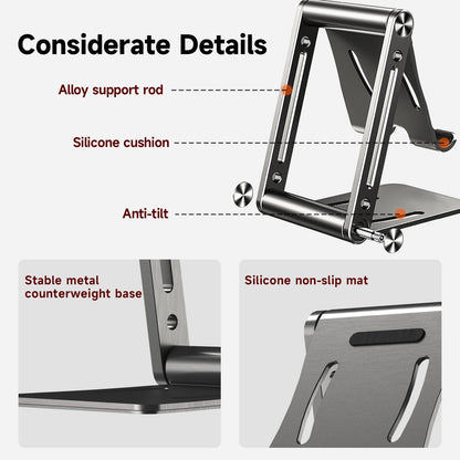 Cell Phone Stand,360° Adjustable Folding Portable Phone Holder for Desk Travel Essentials Office Accessories Compatible with All Mobile Phones,Small ipad,Switch