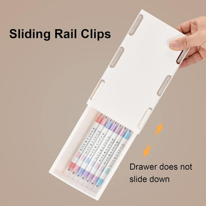 YOOUSOO 2 Pack Under Desk Drawer Storage, Under Desk Organizer, Hidden Self-Adhesive Desks Drawers Slide-out, Stick on Desks Drawer White, Under Mount Drawers for Office/Classroom/Home