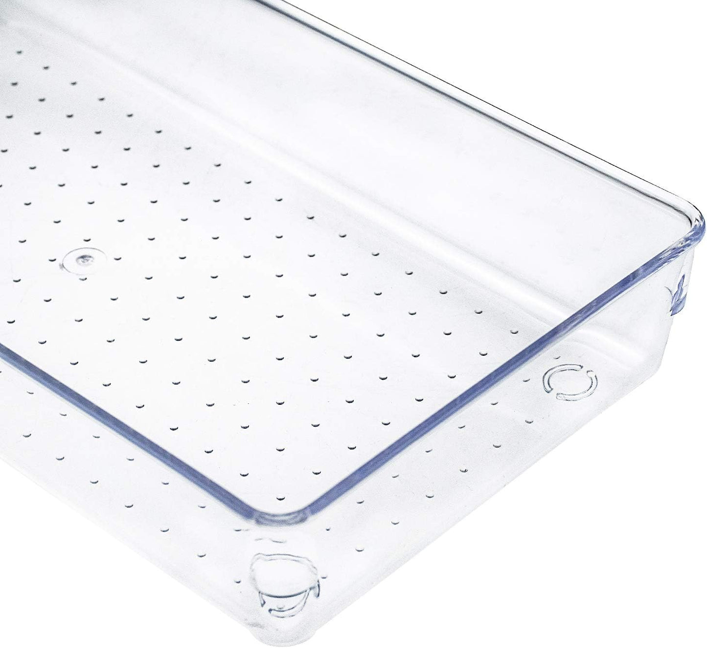 Kingrol 4-Pack Clear Drawer Organizer Bins, 15 x 6 x 2 Inch Desk & Kitchen Drawer Dividers for Utensils, Makeup, Jewelry, Office, Craft Supplies - Durable & Non-Slip Storage Containers