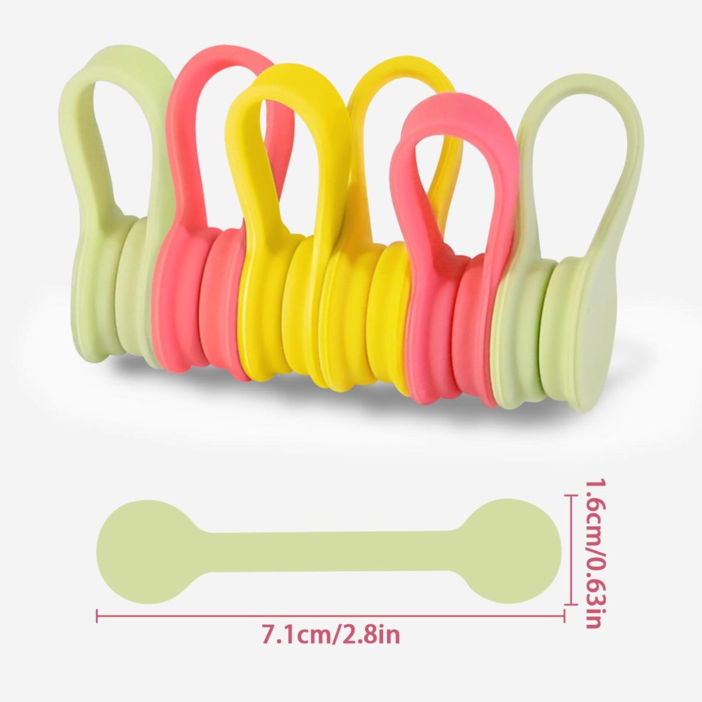 Viaky 6 Packs Magnet Wire Winder Straps, Multi-Colored Noticeboard Fridge Clips Silicone Cable Organizer Reusable Tie Phone Earbuds Bookmark Whiteboard Fridge (Lake Blue, Blue, Gray)