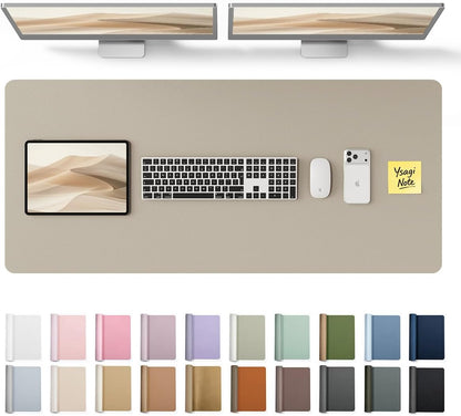 YSAGi Leather Desk Protector, Office Mat, Large Mouse Mat, Non-Slip PU Leather Blotter, Laptop Pad, Waterproof Writing Pad for Office and Home (Light Pink, 23.6" x 13.8") - Colors B
