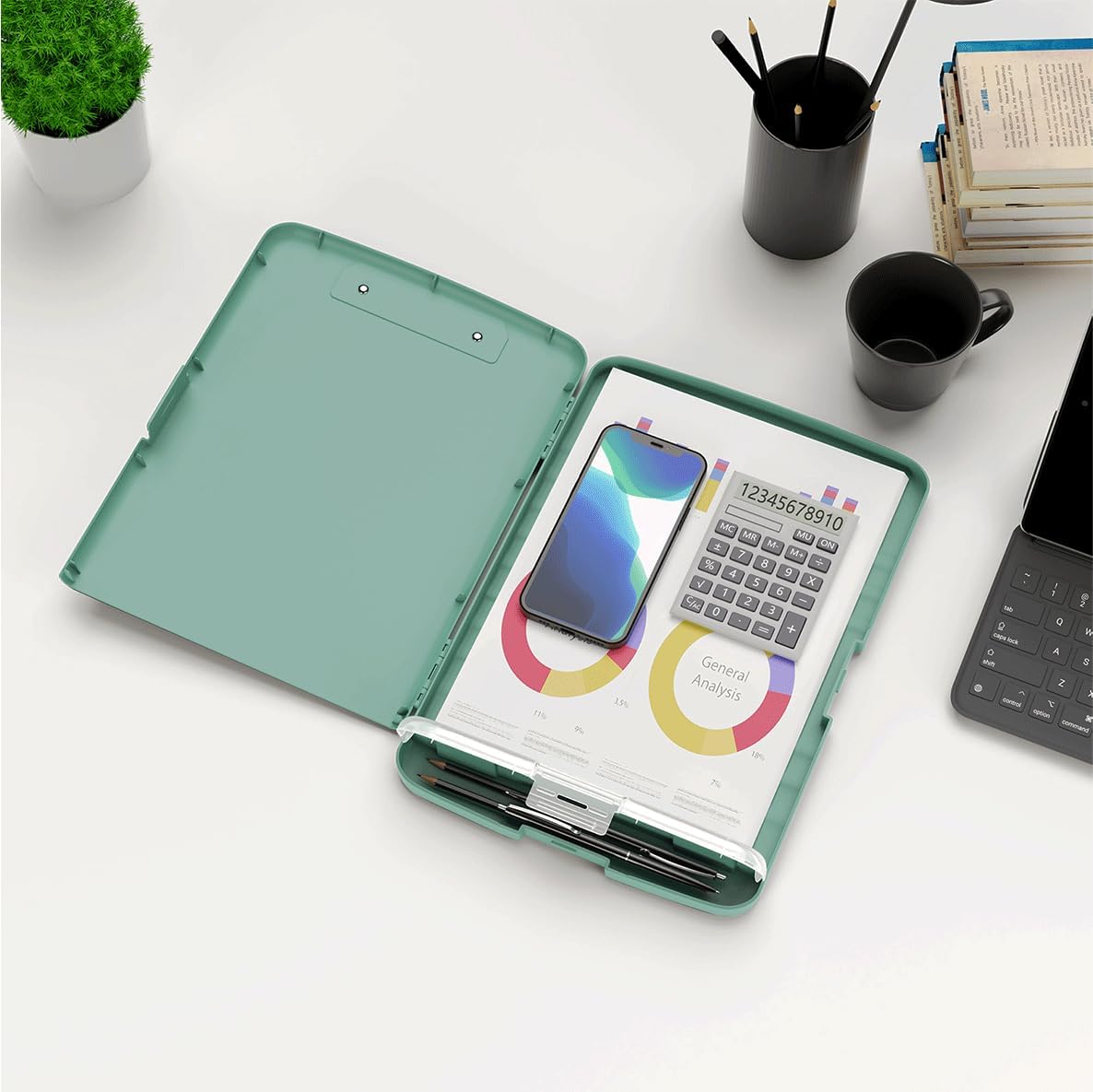 Hongri Clipboard with Storage with Pen Holder, Folder Nursing Clip Board 8.5 x 11 Foilo-Side Opening, High Capacity, Light Weight for Teachers, Classroom. Size 14 x 9.6 x 1.2 in(Pink)