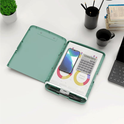 Hongri Clipboard with Storage with Pen Holder, Folder Nursing Clip Board 8.5 x 11 Foilo-Side Opening, High Capacity, Light Weight for Teachers, Classroom. Size 14 x 9.6 x 1.2 in(Pink)