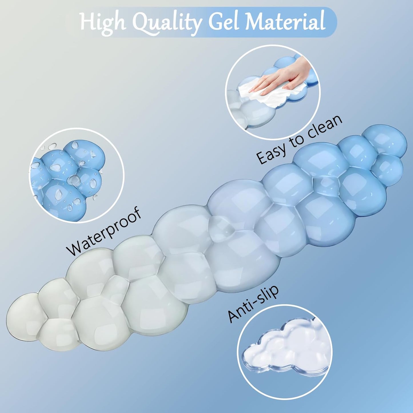 Gel Wrist Rest for Keyboard and Mouse Square Blue Plaid Clear Keyboard Wrist Rest Transparent Ergonomic Cute Checkered Mouse Wrist Pad Silicone Non-Slip Support for Computer Laptop Gaming Home Office