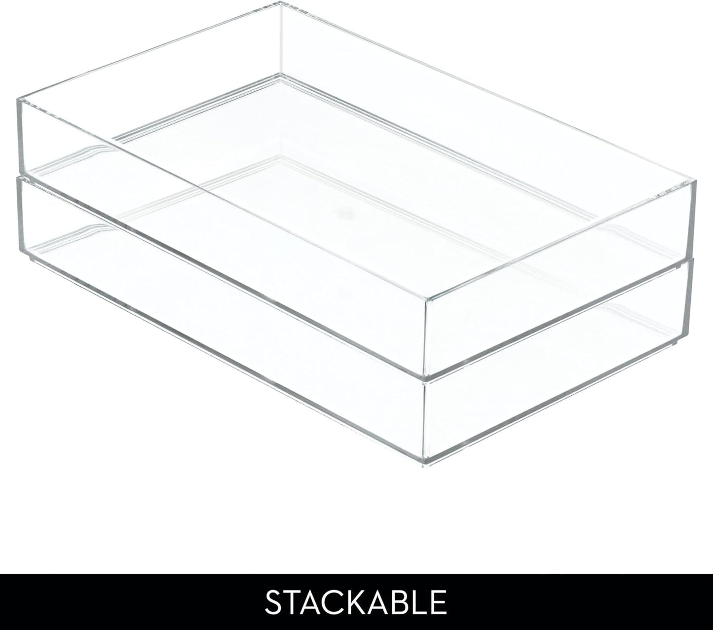 iDesign Makeup Drawer Organizer Tray for Vanity or Bathroom Countertop - Set of 2 - Clear