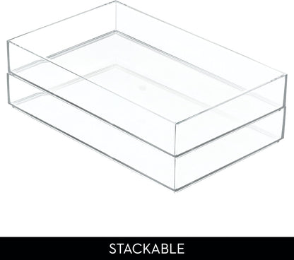 iDesign Makeup Drawer Organizer Tray for Vanity or Bathroom Countertop - Set of 2 - Clear