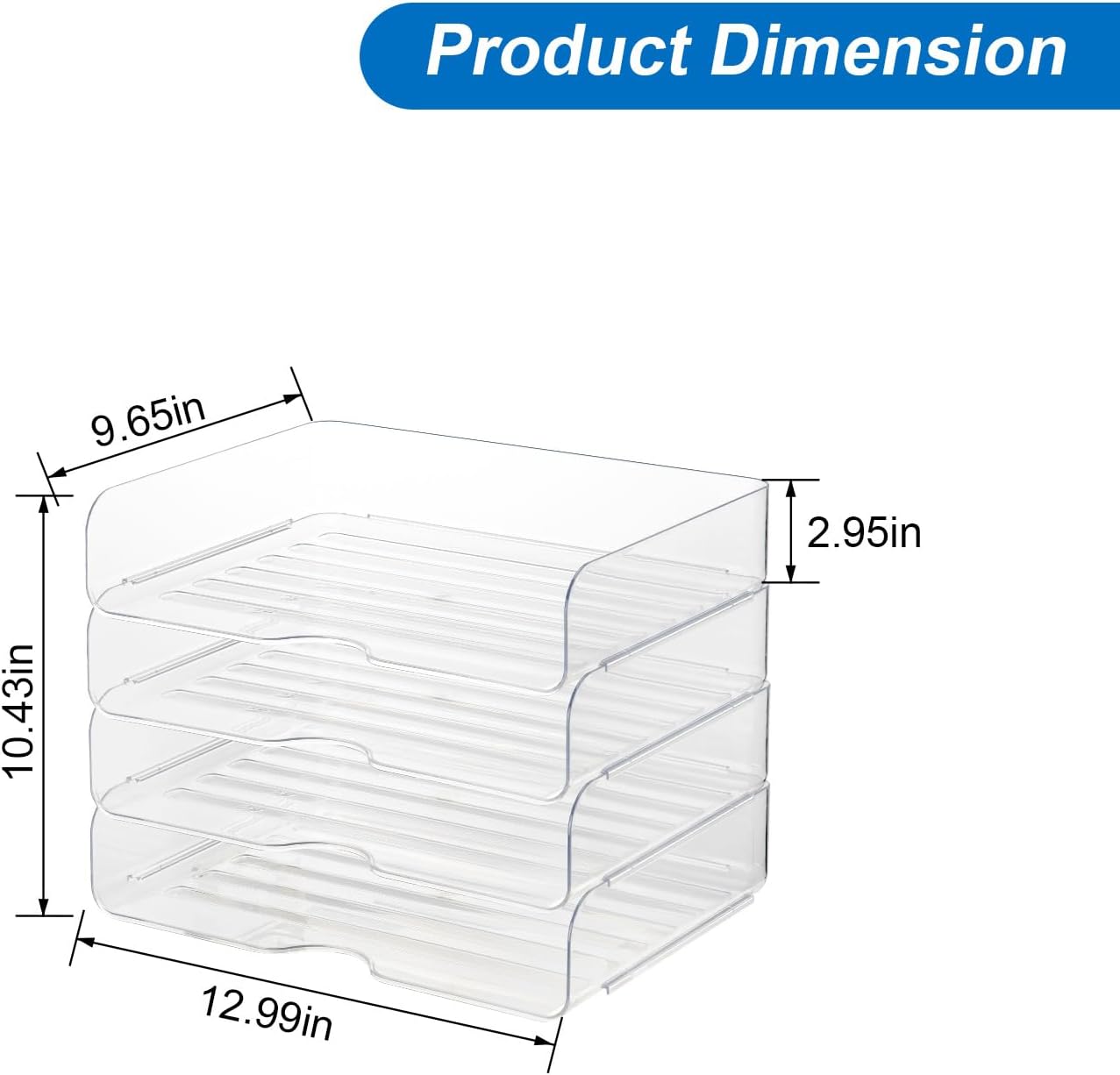 Desk Organizer and Storage,3-Tier File Paper Tray Organizers,Stackable Clear Desktop Organizer for Documents,Book Magazine Storage,Office Supplies (Clear,3 Pack)