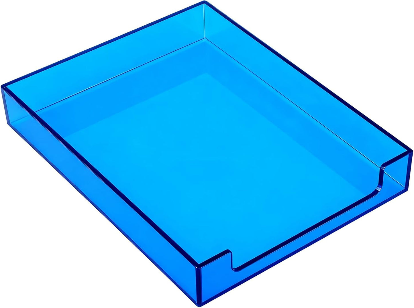 Paper Tray Acrylic File Organizer for Desk Letter Tray Desk Organizer Document Holder Sorter Storage for A4 Office Supplies Magazines, 13.8x10.6x2.4 Inches, Neon Pink
