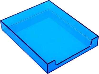 Paper Tray Acrylic File Organizer for Desk Letter Tray Desk Organizer Document Holder Sorter Storage for A4 Office Supplies Magazines, 13.8x10.6x2.4 Inches, Neon Pink