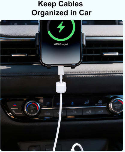 Art3d 8 Pack Magnetic Cable Clips, White Cable Management Accessories, Cord Smooth Adjustable & Adhesive Backing Cord Organizer for Office Home Organization, Desk, Wall, Nightstand, Phone, Car